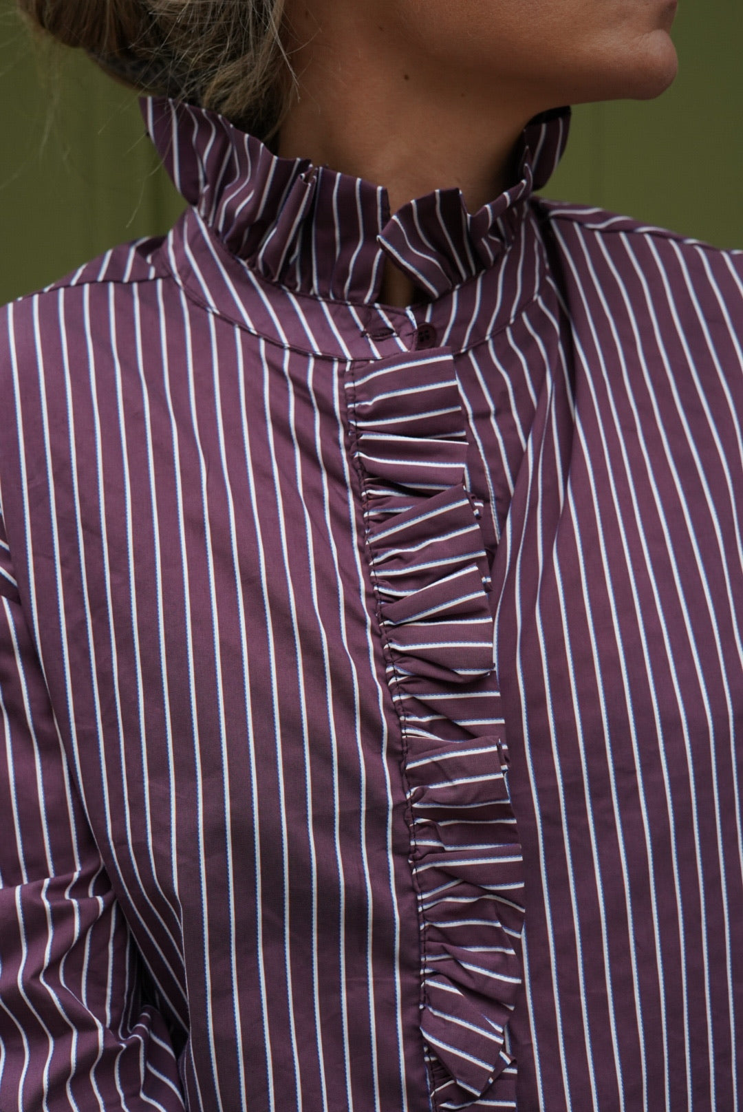 Clara Blouse Burgundy Stripe