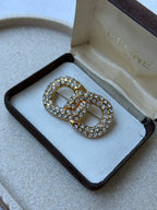 Broche Céline vintage - Eslabones de pedrería pavé