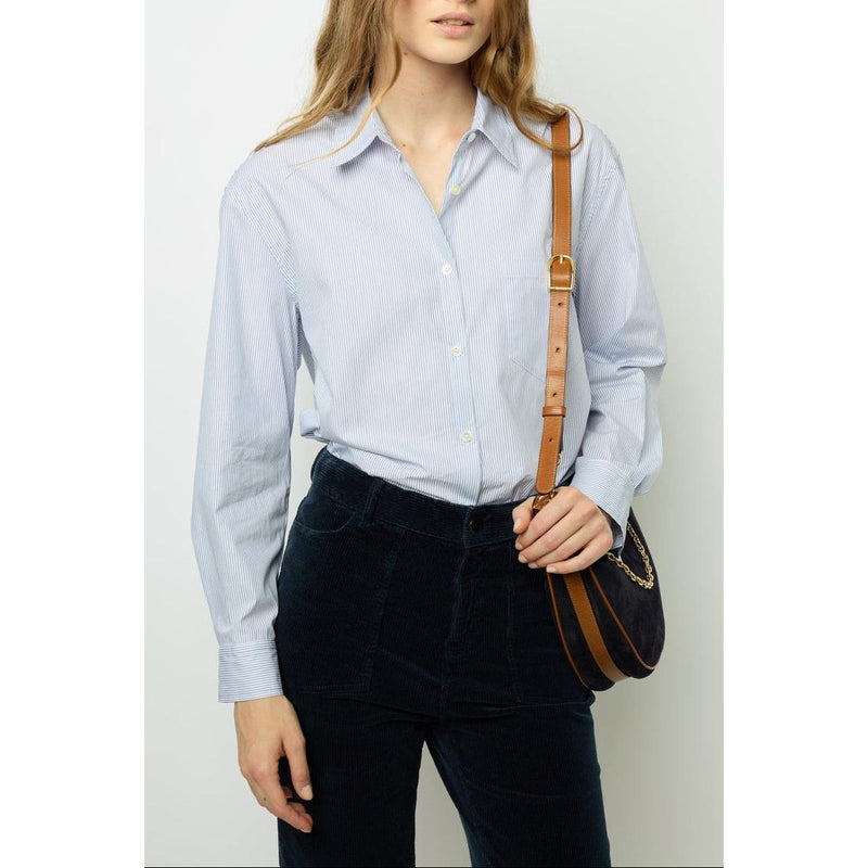 Chemisier - Top Blanche - Bleu Ocean