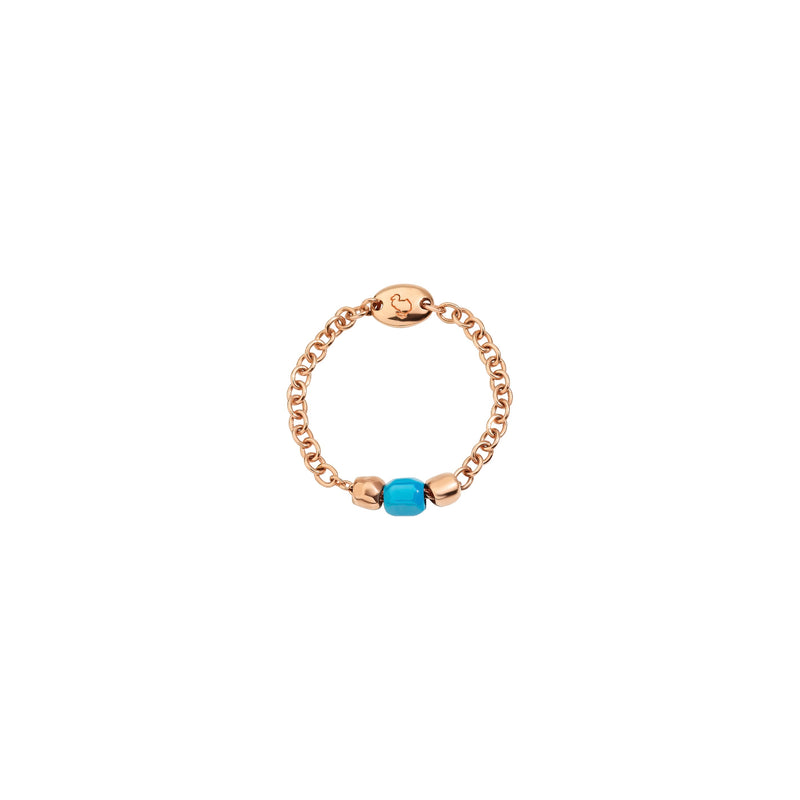 Bague Soft Granelli - Rose Gold & Turquoise Ceramic