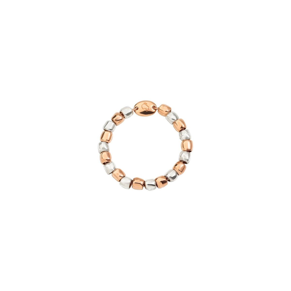 Anillo Soft Granelli - Cadena de oro rosa de 9 quilates y plata