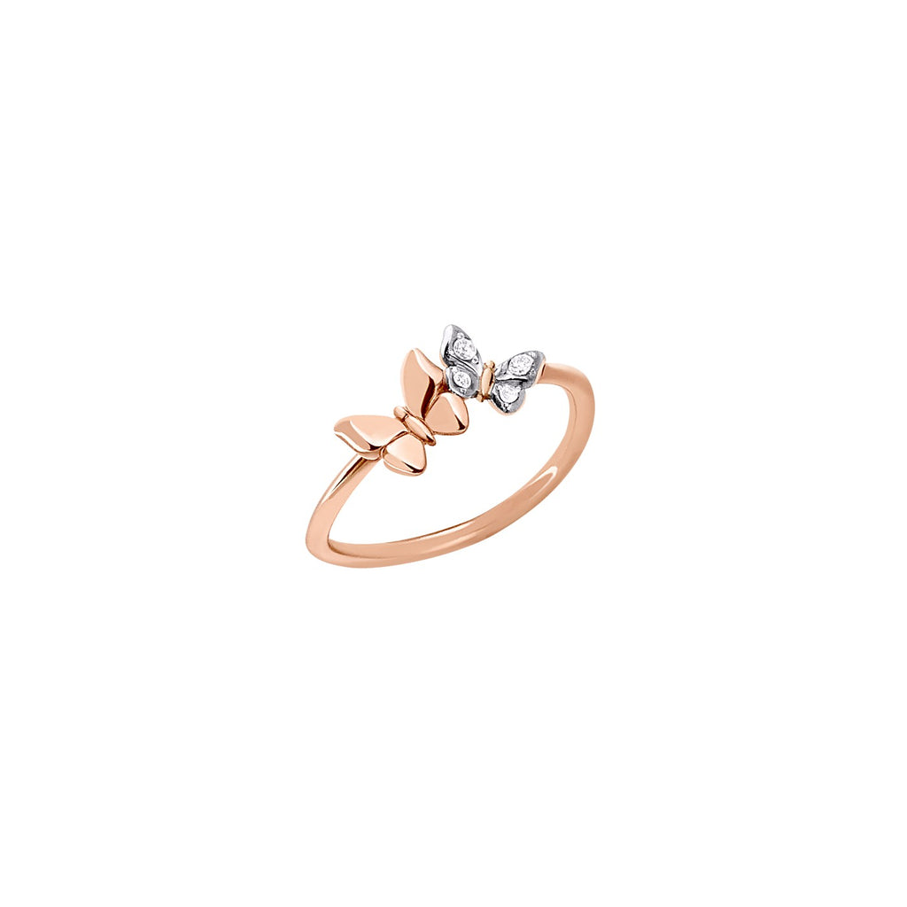 Bague Papillon - Or Rose 9K & Diamants blancs