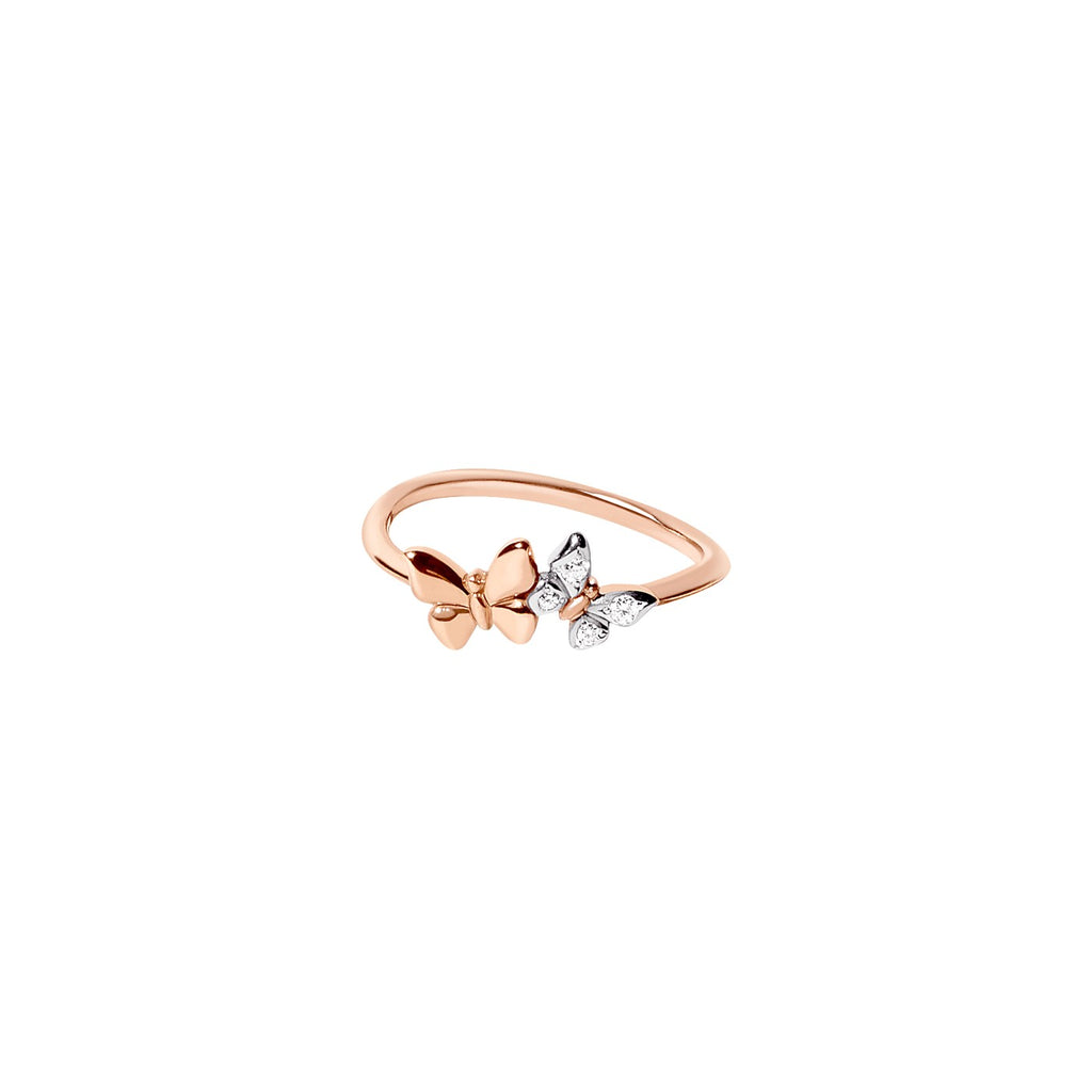 Bague Papillon - Or Rose 9K & Diamants blancs