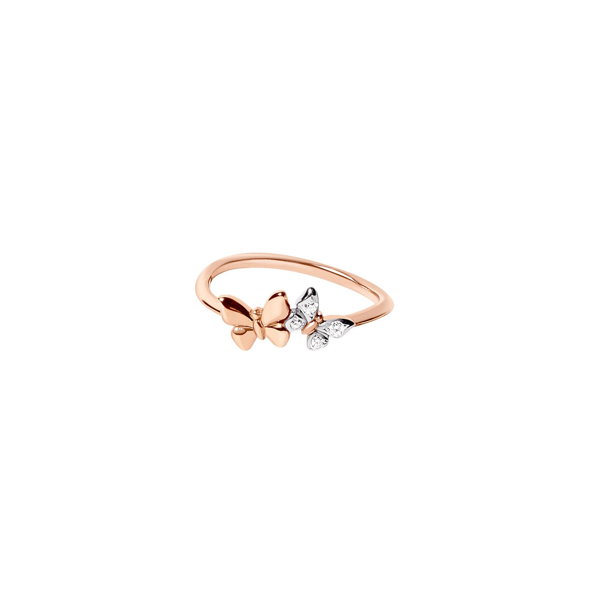 Bague Papillon - Or Rose 9K & Diamants blancs