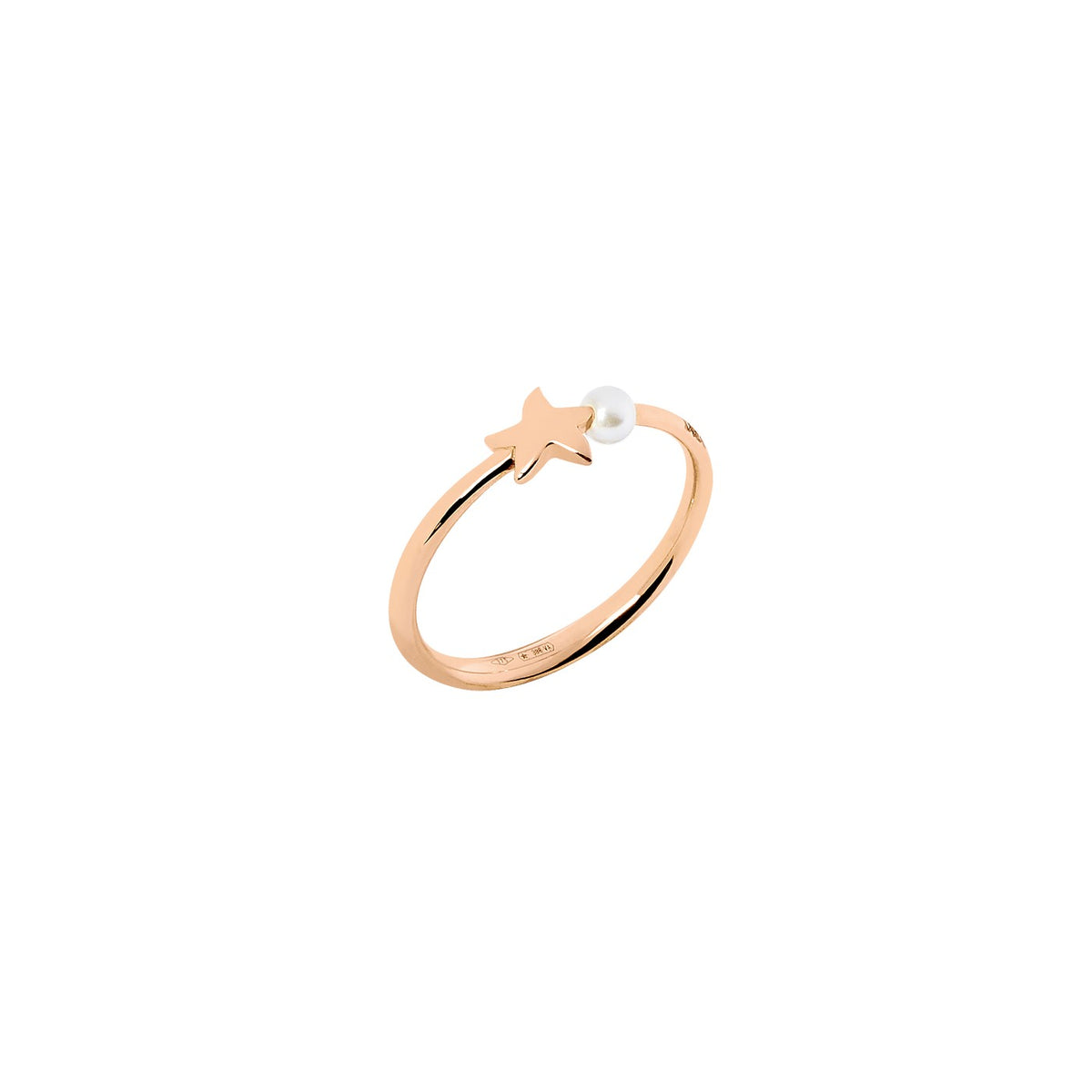 Stjerne-ring - 9 kt. rosaguld og krystalperler