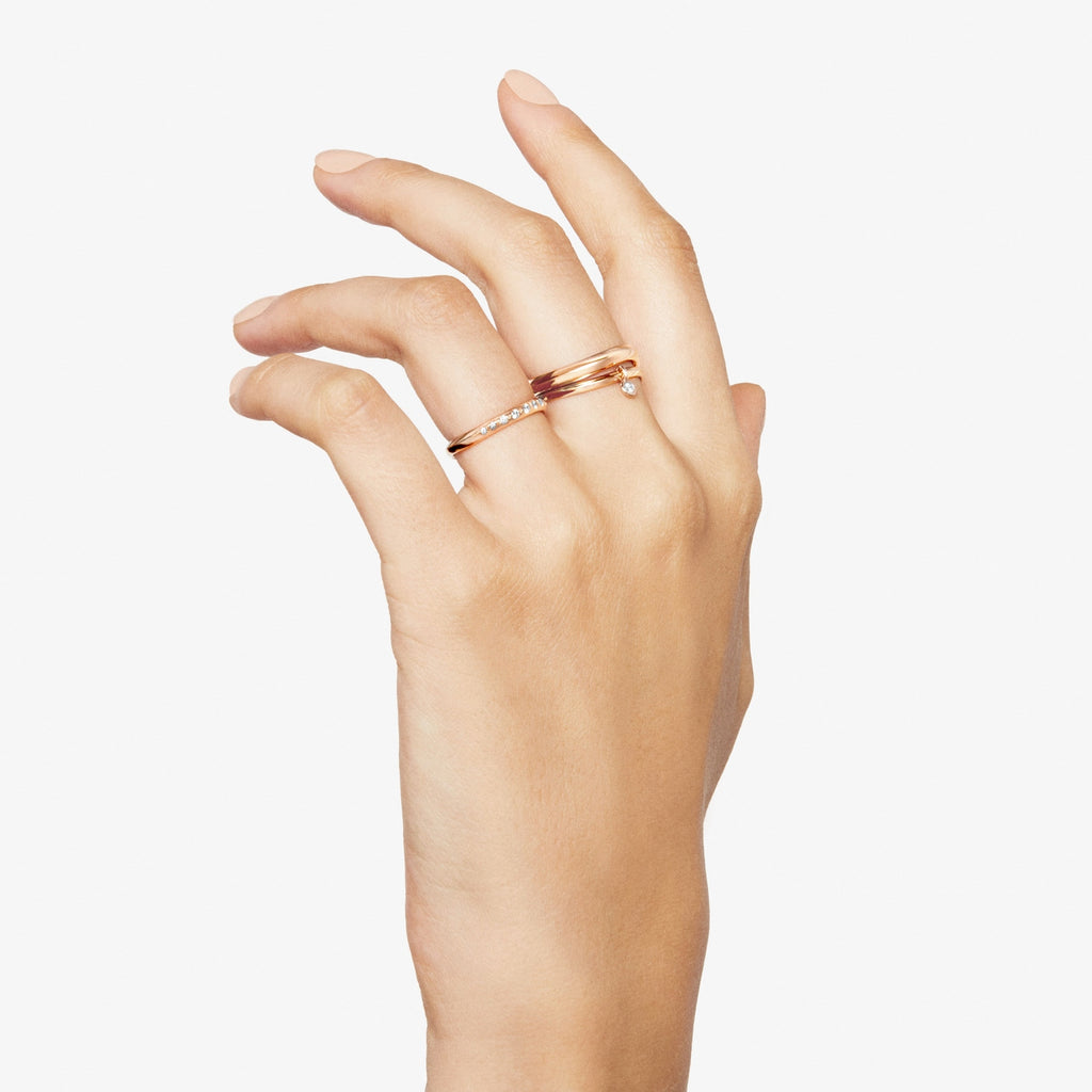 Bague Vague - Or Rose 9K & Diamants blancs