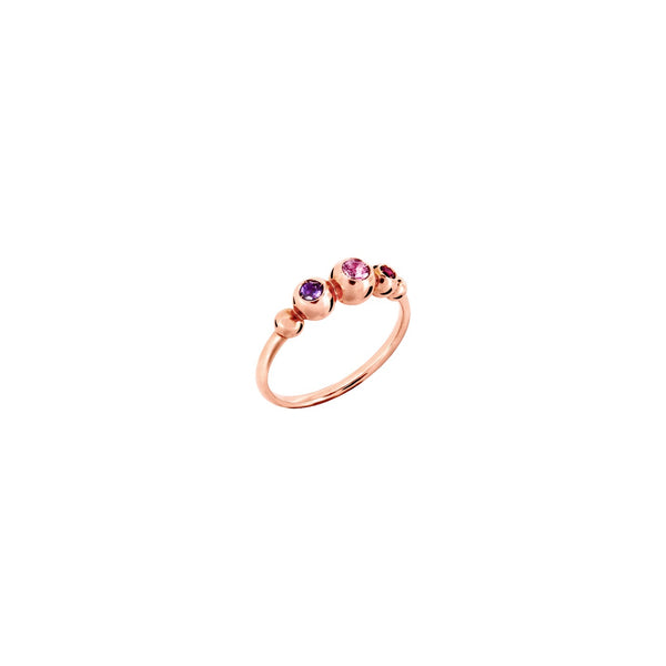 Bague Bollicine - Or Rose 9K, Saphir rose, Rubis & Améthyste