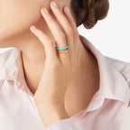 Ring Rondelle Orange och rosa - Silver