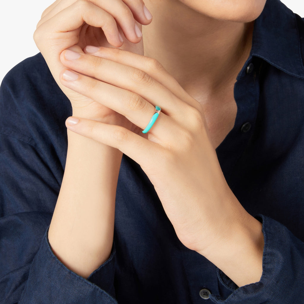 Bague Rondelle Turquoise - Argent