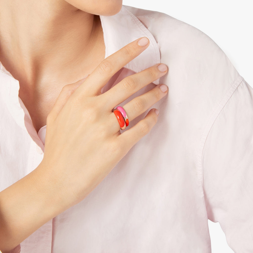 Bague Rondelle Orange - Argent