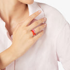 Bague Rondelle Orange - Argent