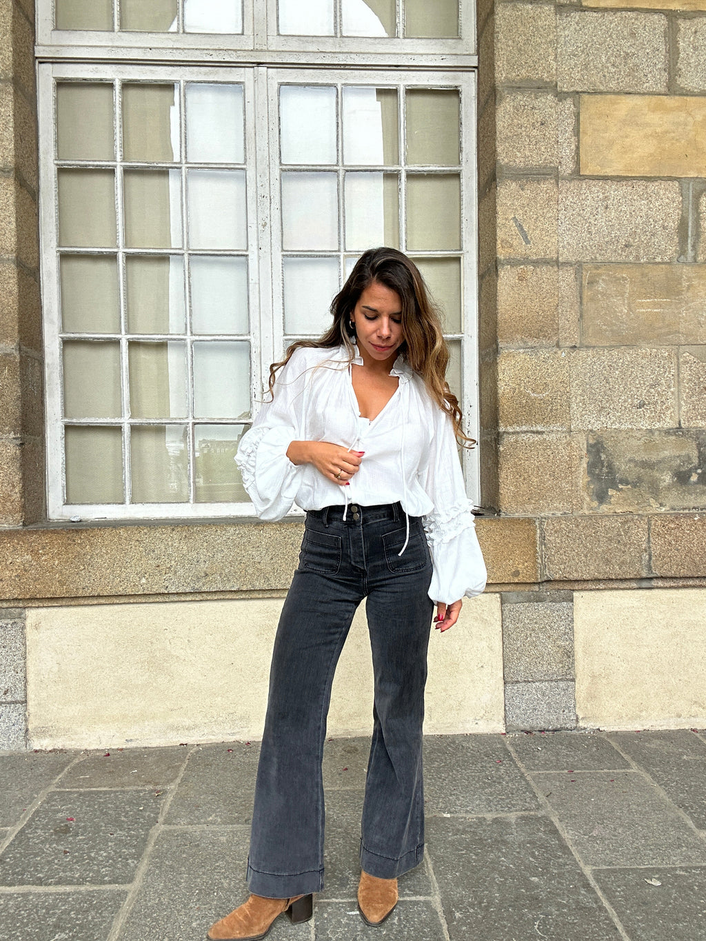 Esmée Ruffled Blouse in Ecru