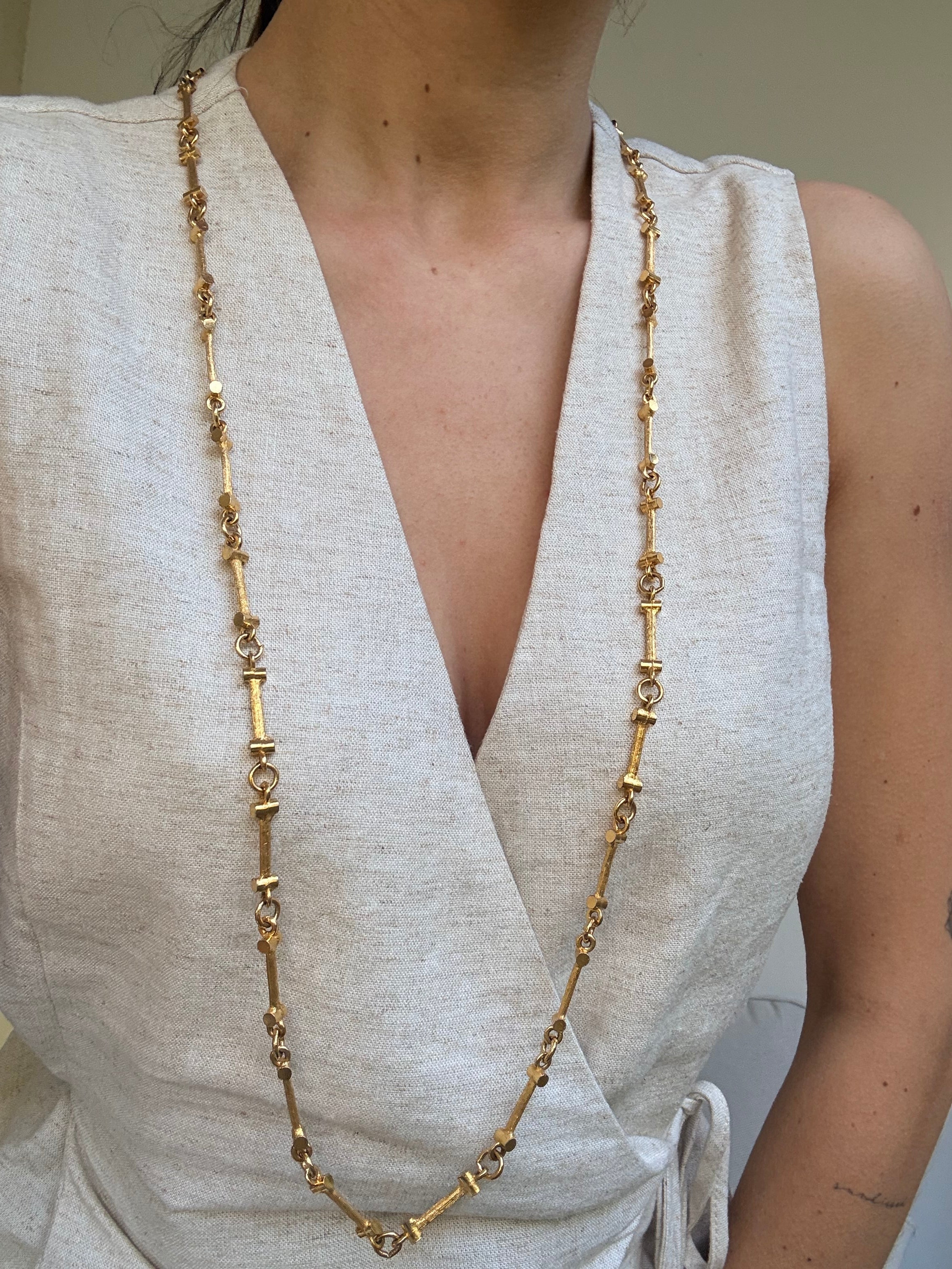 Collier Doré Vintage - Sautoir Maillons Graphiques