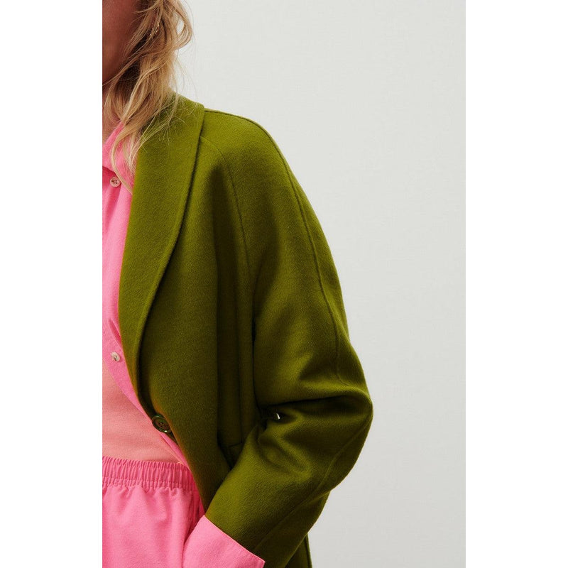 Abrigo largo recto con cuello chal abotonado - Marais - Mujer