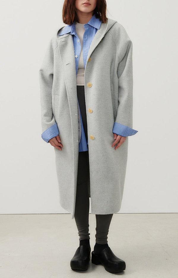 Abrigo con capucha - Polar jaspeado - Mujer