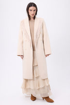 Abrigo con cuello de flecos Dakota - Beige - Mujer