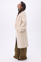 Abrigo con cuello de flecos Dakota - Beige - Mujer