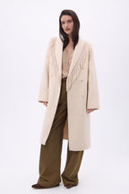 Abrigo con cuello de flecos Dakota - Beige - Mujer