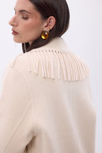 Abrigo con cuello de flecos Dakota - Beige - Mujer
