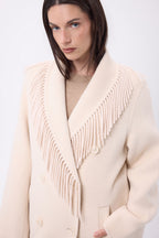 Abrigo con cuello de flecos Dakota - Beige - Mujer