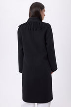 Dakota Fringed Collar Coat - Black - Women
