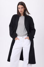 Dakota Fringed Collar Coat - Black - Women