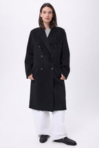 Dakota Fringed Collar Coat - Black - Women