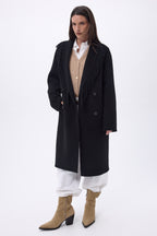 Dakota Fringed Collar Coat - Black - Women