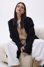 Dakota Fringed Collar Coat - Black - Women