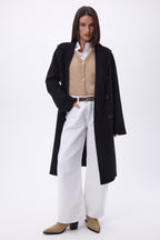 Dakota Fringed Collar Coat - Black - Women