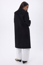 Dakota Fringed Collar Coat - Black - Women