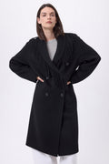 Dakota Fringed Collar Coat - Black - Women