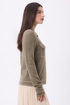 Camisa denim Dalila - Caqui jaspeado beige crema - Mujer