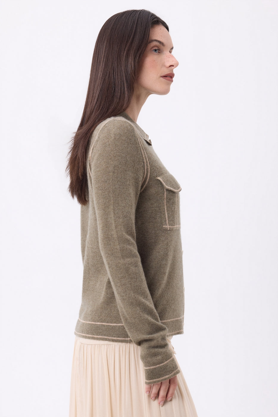 Camisa denim Dalila - Caqui jaspeado beige crema - Mujer