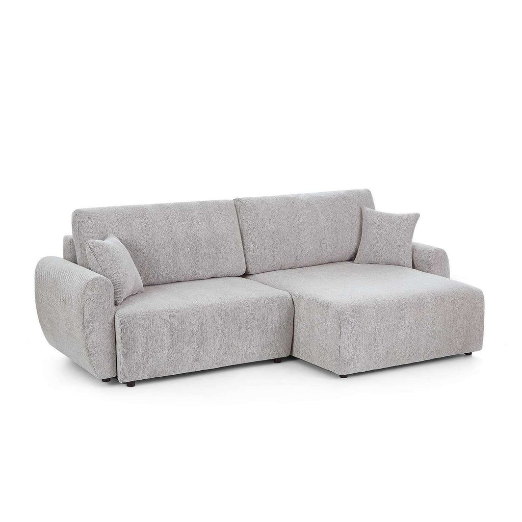Dana - Divano angolare trasformabile e reversibile a 4 posti - Tessuto ciniglia - Beige