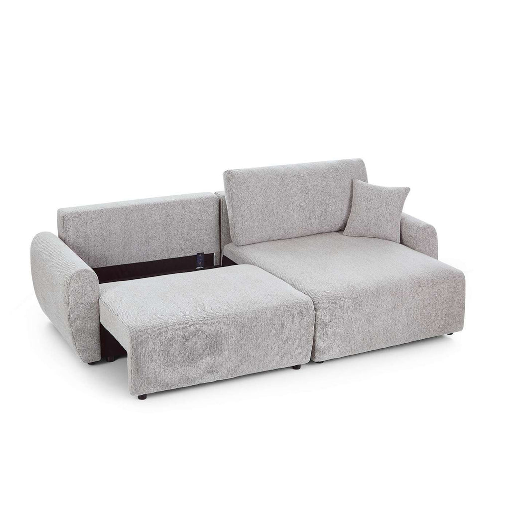 Dana - Divano angolare trasformabile e reversibile a 4 posti - Tessuto ciniglia - Beige