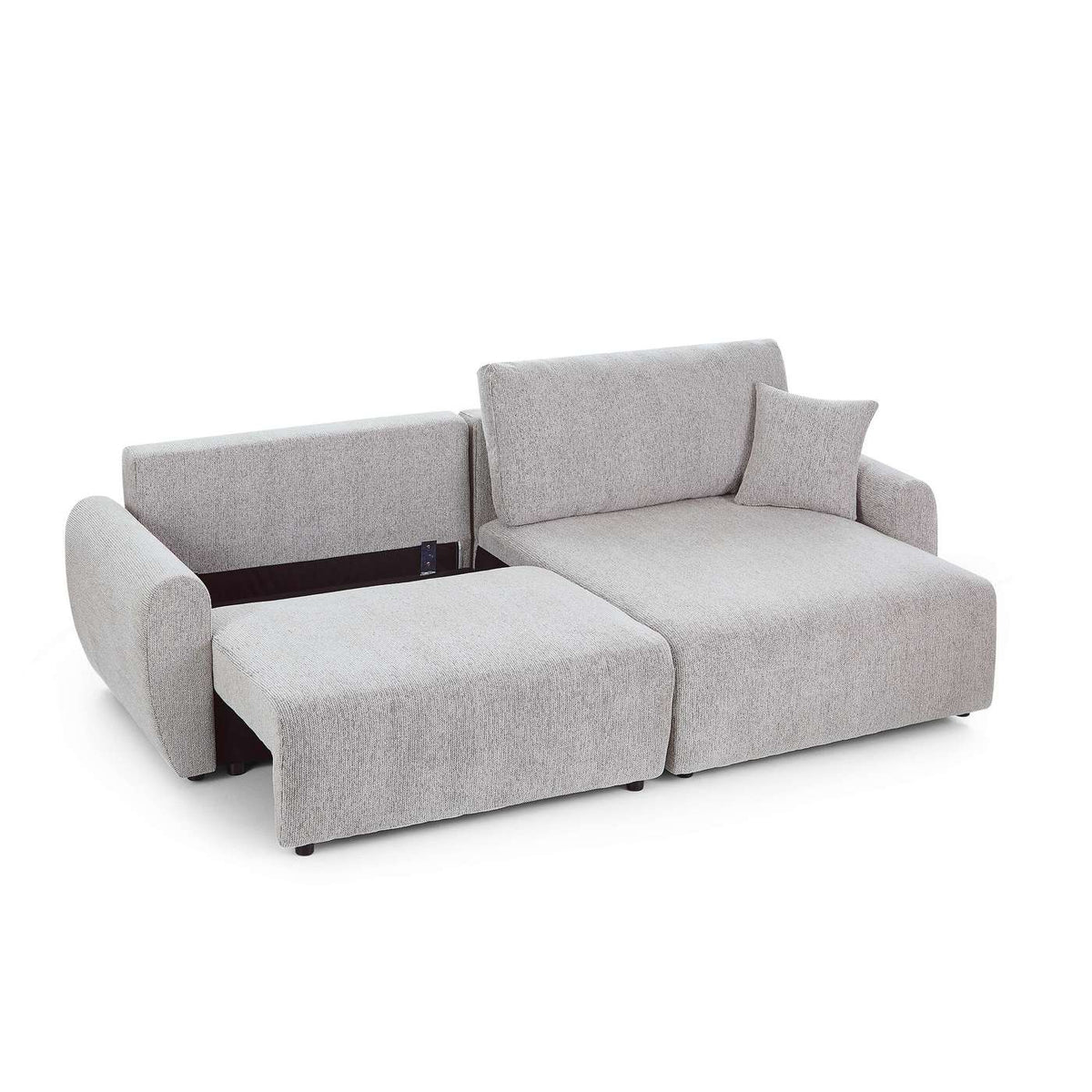 Dana - Divano angolare trasformabile e reversibile a 4 posti - Tessuto ciniglia - Beige