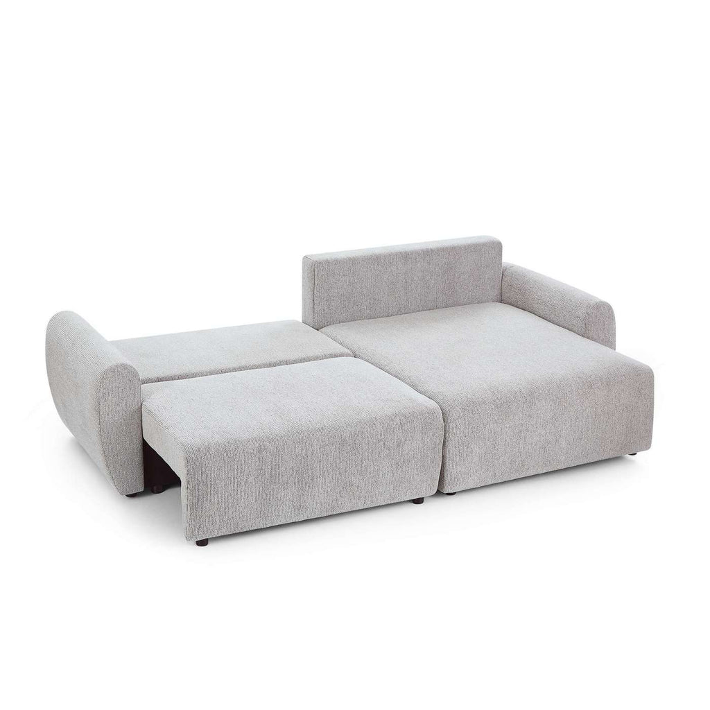 Dana - Divano angolare trasformabile e reversibile a 4 posti - Tessuto ciniglia - Beige