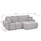 Dana - Divano angolare trasformabile e reversibile a 4 posti - Tessuto ciniglia - Beige