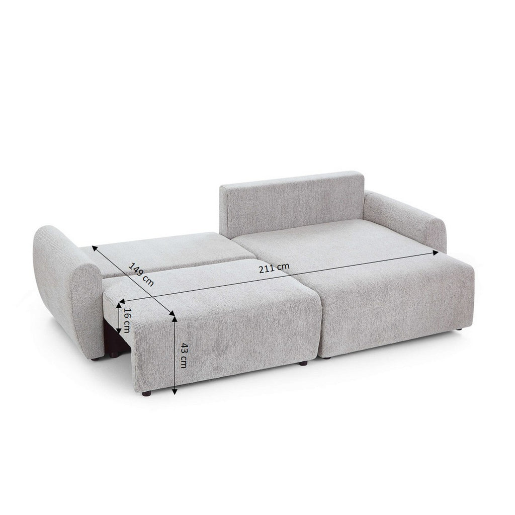 Dana - Divano angolare trasformabile e reversibile a 4 posti - Tessuto ciniglia - Beige