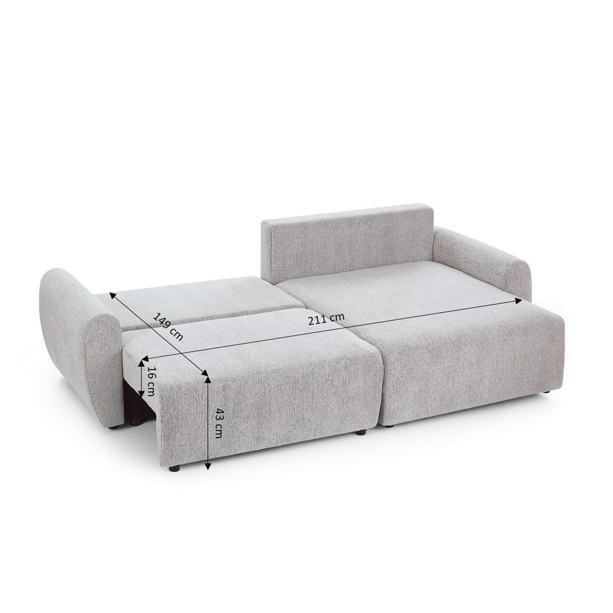 Dana - Divano angolare trasformabile e reversibile a 4 posti - Tessuto ciniglia - Beige