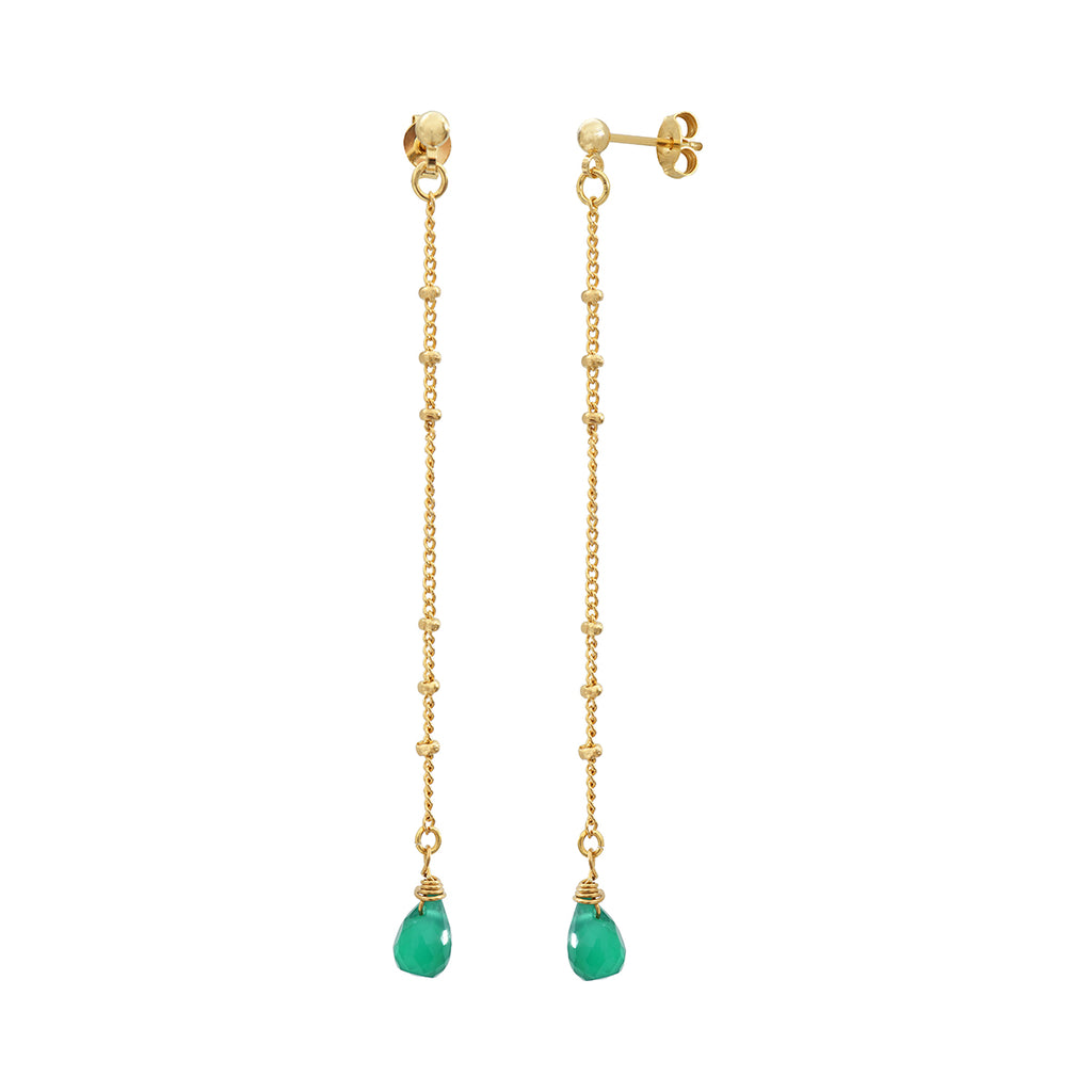 Pendientes Largos Danae Cuarzo Verde