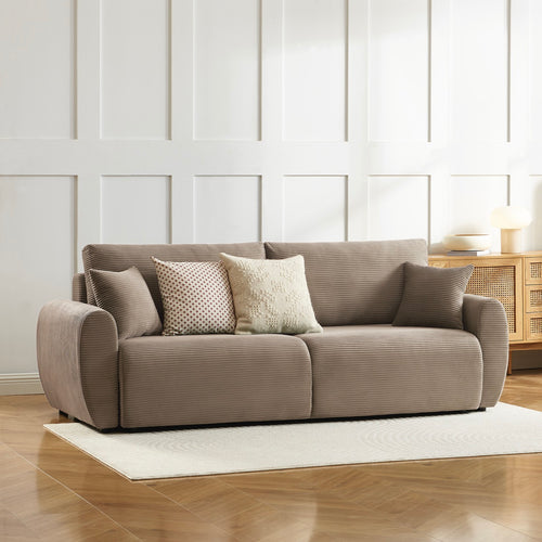 Canapé Droit Convertible - 3 Places - Danilo - Velours Côtelé - Taupe