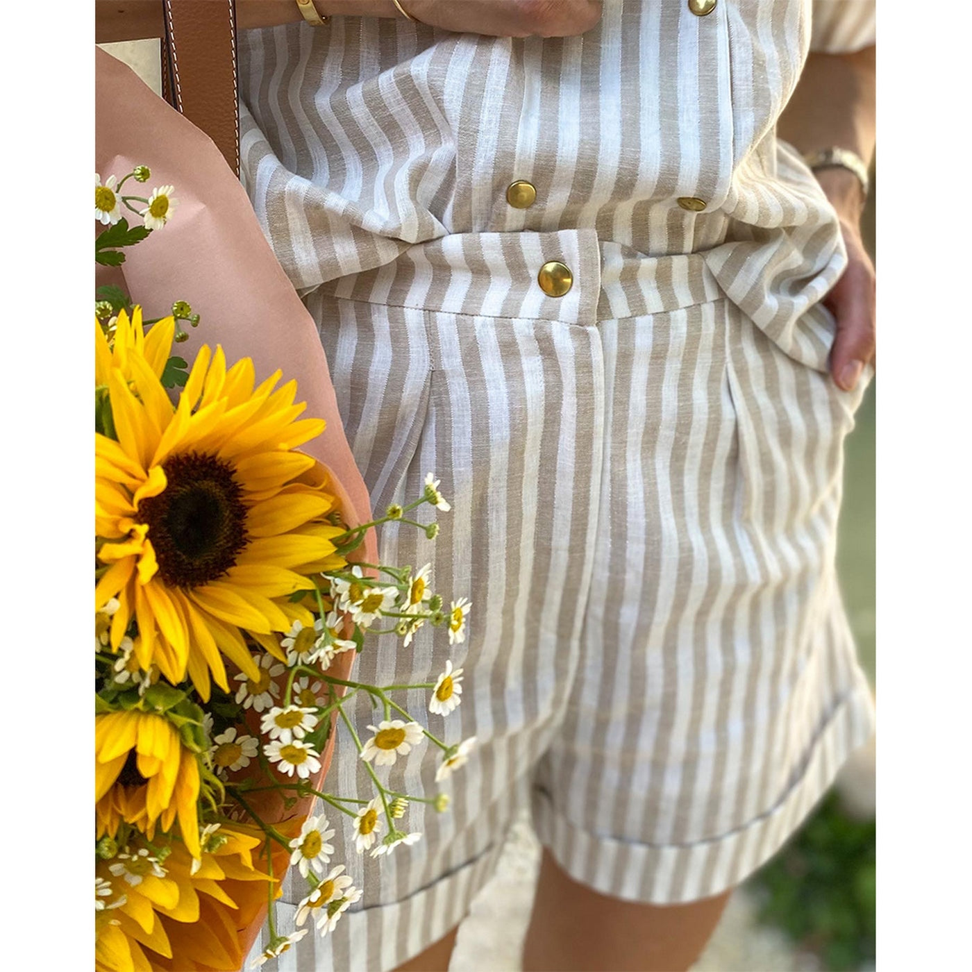 Short Dario - Rayas Blanco Beige