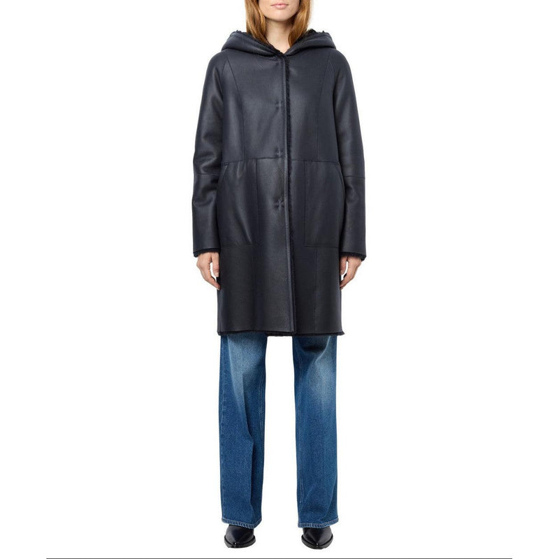 Manteau Peaux Lainees Letitia - Marine