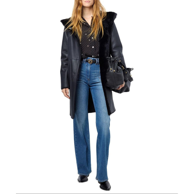 Manteau Peaux Lainees Letitia - Marine