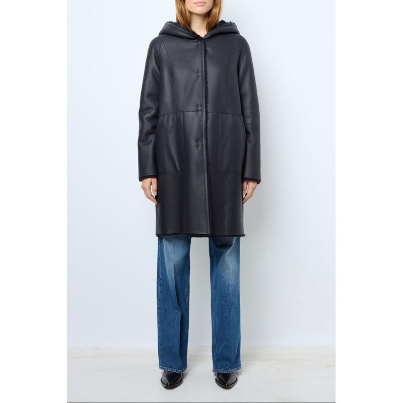 Manteau Peaux Lainees Letitia - Marine