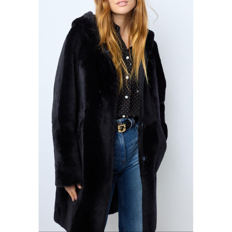 Manteau Peaux Lainees Letitia - Marine