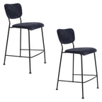 Benson 64,5 Cm - Tabouret De Bar & De Comptoir - Tissu - Bleu Foncé