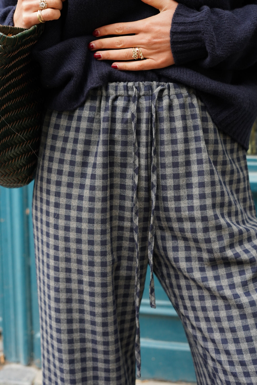 Gonzague Gingham Pants Navy/Grey